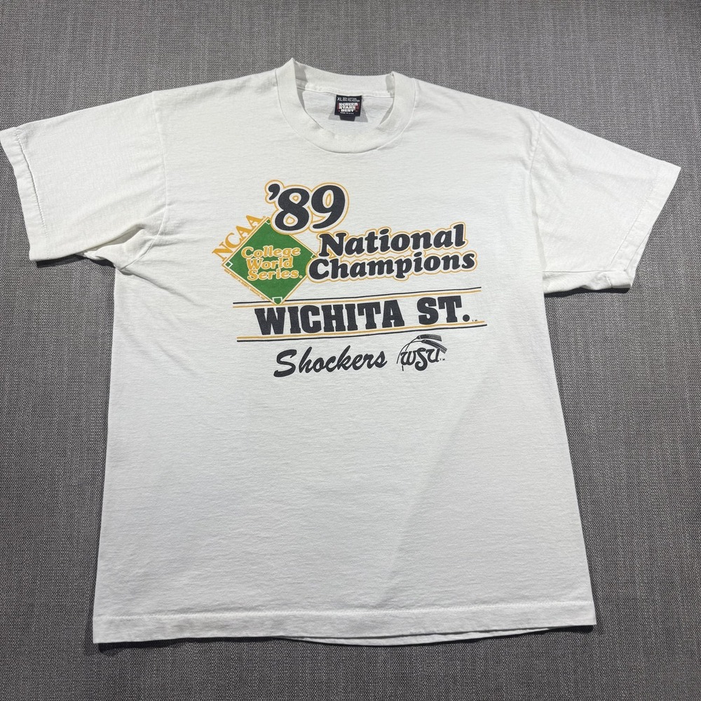 Vintage Wichita State Shockers Shirt Mens XL NCAA Baseball Screen Stars Best
